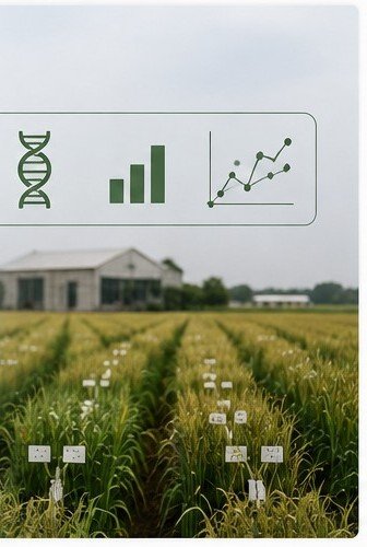 Research field trial plots used for breeding trait data collection
