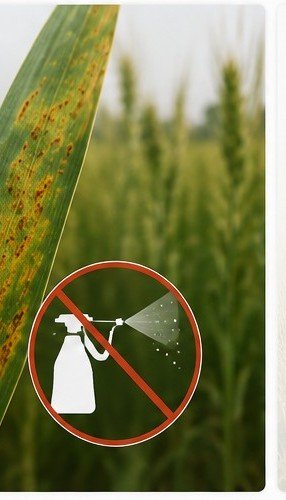 Diseased crop leaf, illustrating the case against blanket chemical spraying